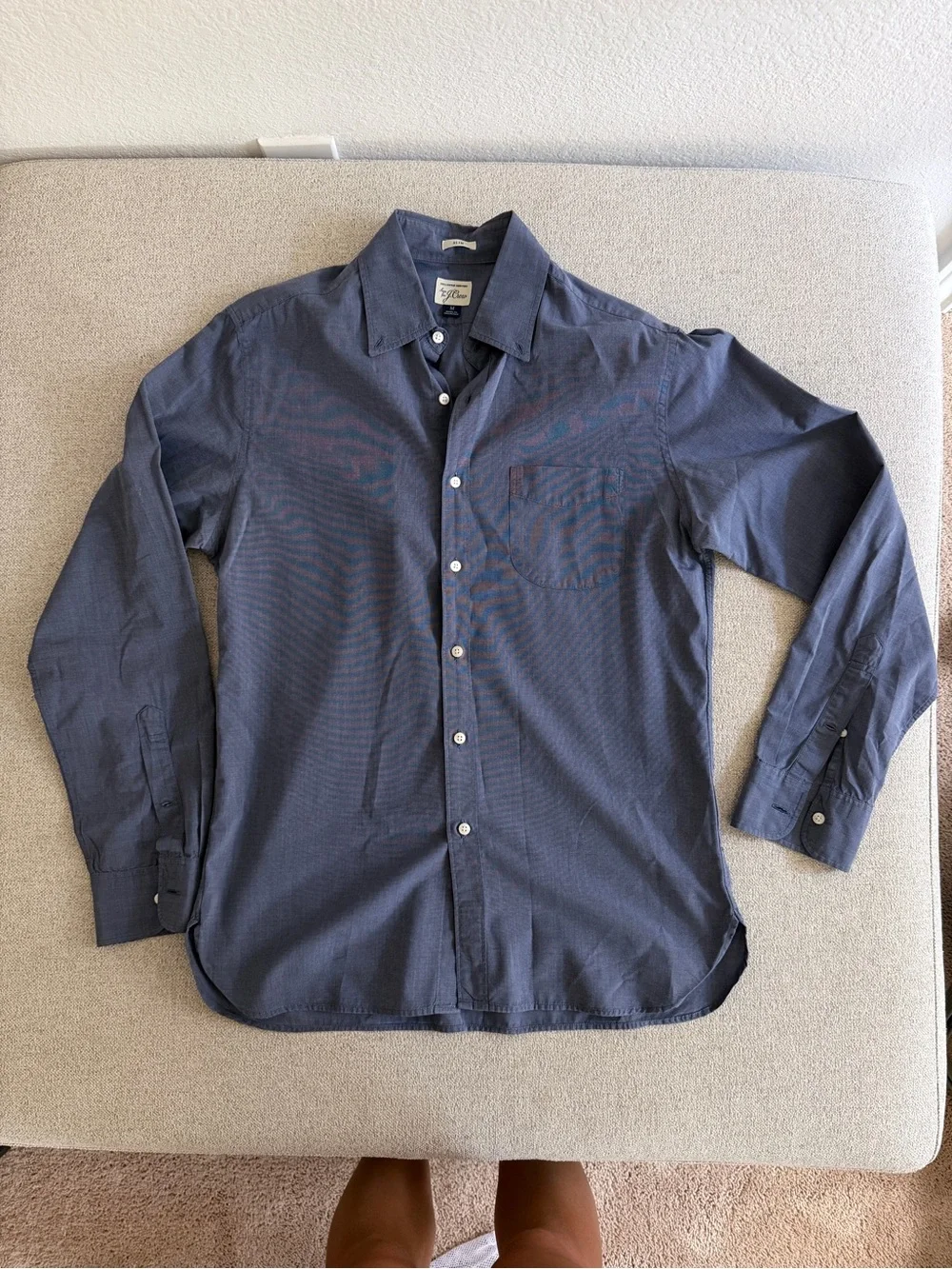 J. Crew Navy Long-Sleeve Button-Up Dress Shirt